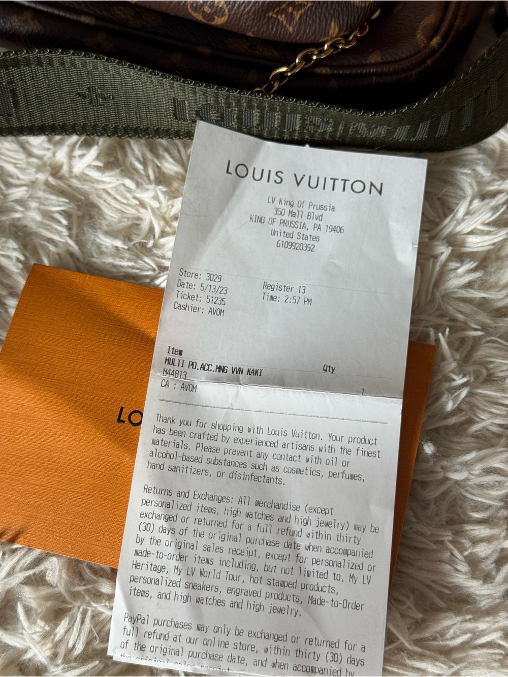 Louis Vuitton Monogram Multi-Pochette Crossbody with Green Strap and Gold Chain - Picture 8 of 10